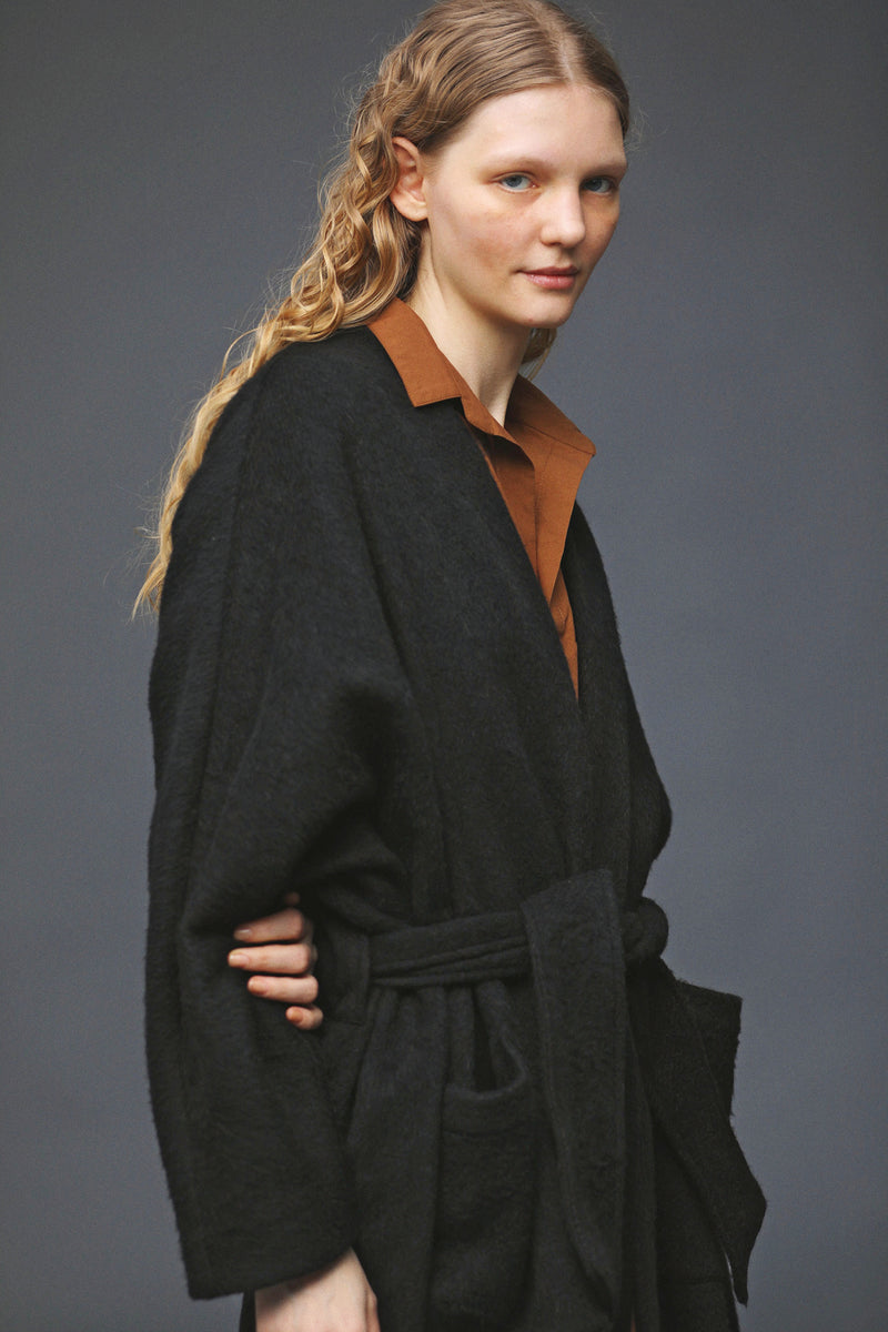 Dolman Gown Coat - Recycled Wool Shaggy