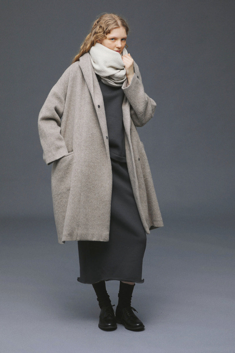 Shawl Collar Coat - Recycled Wool Shaggy