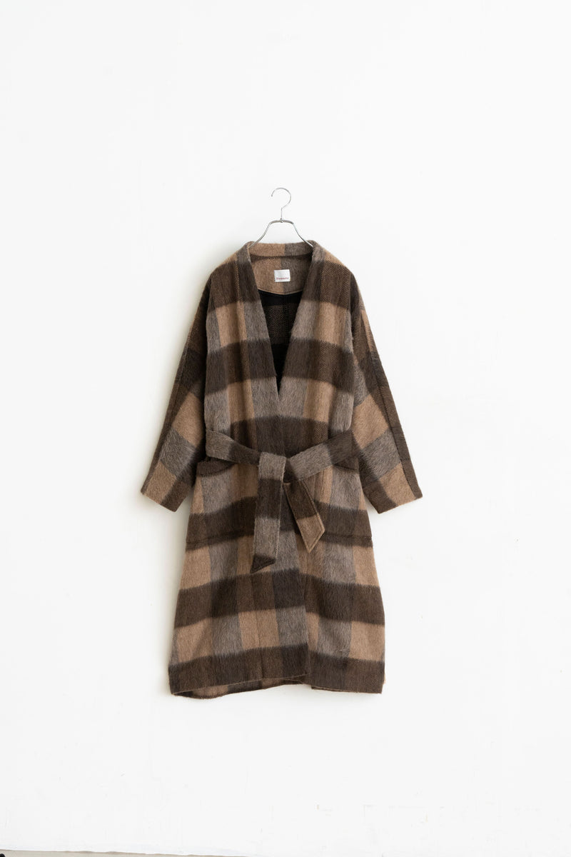 Dolman Gown Coat - Recycled Wool Shaggy Check