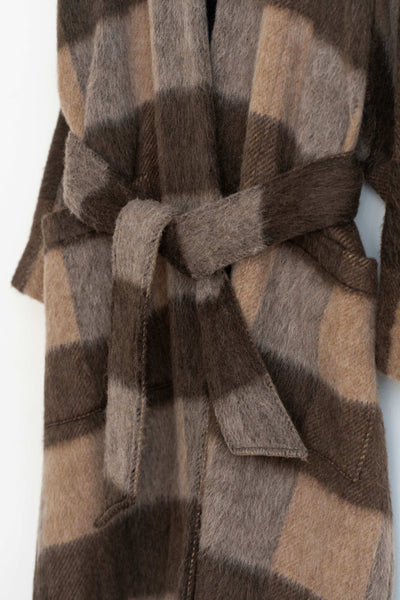 Dolman Gown Coat - Recycled Wool Shaggy Check