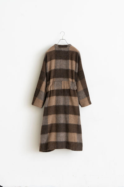 Dolman Gown Coat - Recycled Wool Shaggy Check