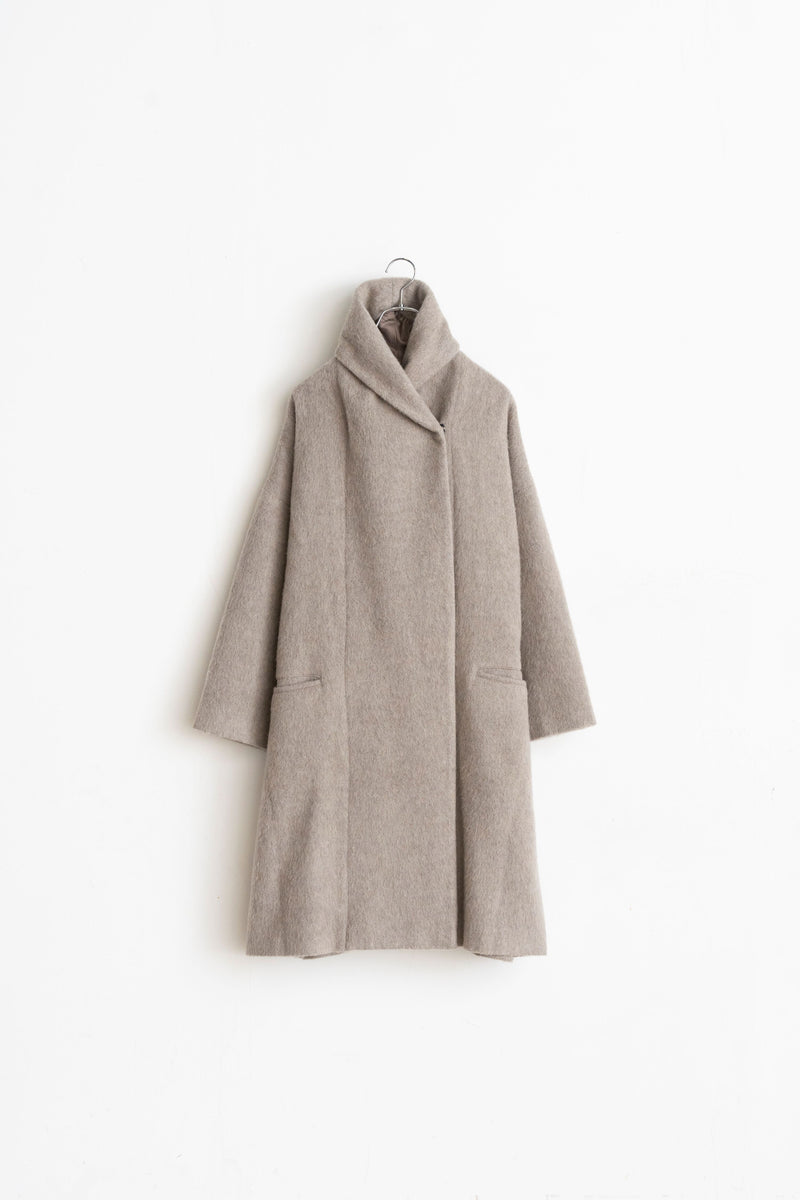 Shawl Collar Coat - Recycled Wool Shaggy